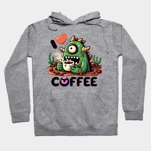 Swamp monster coffee lover Hoodie by PrintSoulDesigns